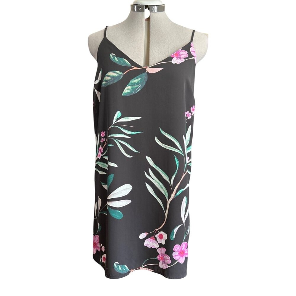 Cotton:On Black Floral Sleeveless Dress S Elegant Botanical Print Casual Chic
